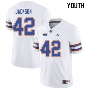 Youth Florida Gators #42 Jaylin Jackson NCAA Jordan Brand White Authentic Stitched College Football Jersey BTO8262HJ